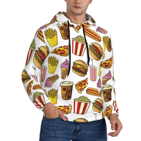 Hoodies for Men - Cute Food Fries Pizza Drink Long Sleeve Comfrt Men'S Fashion Hoodies & Sweatshirts, Sweatshirts for Men Hoodies Pullover Clothing Clothes with Pouch