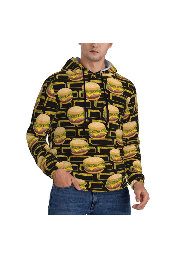 Hoodies for Men - Cute Hamburger Block Long Sleeve Comfrt Men'S Fashion Hoodies & Sweatshirts, Sweatshirts for Men Hoodies Pullover Clothing Clothes with Pouch