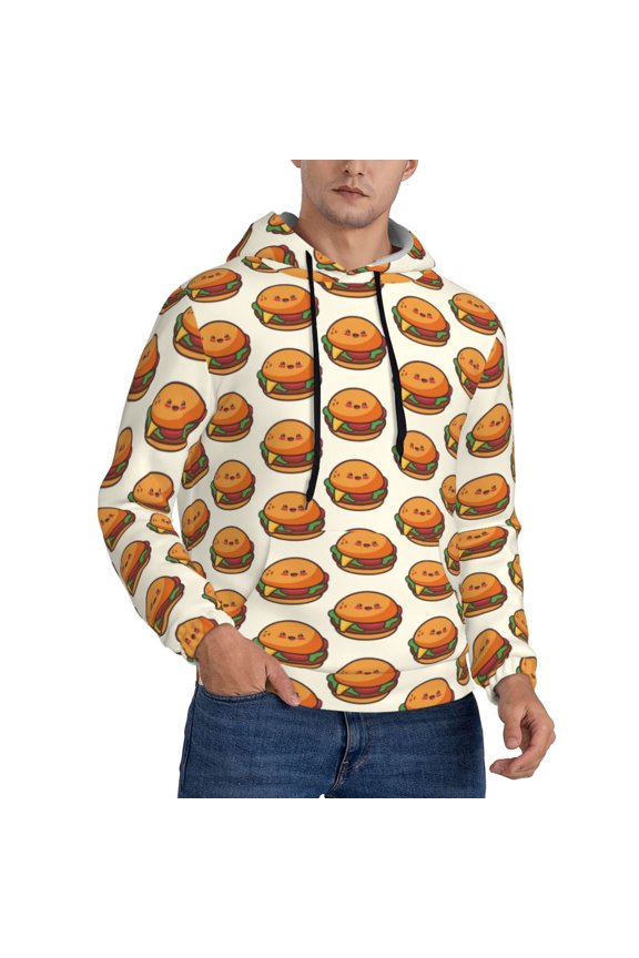 Hoodies for Men - Cute Hamburger Expression Long Sleeve Comfrt Men'S Fashion Hoodies & Sweatshirts, Sweatshirts for Men Hoodies Pullover Clothing Clothes with Pouch
