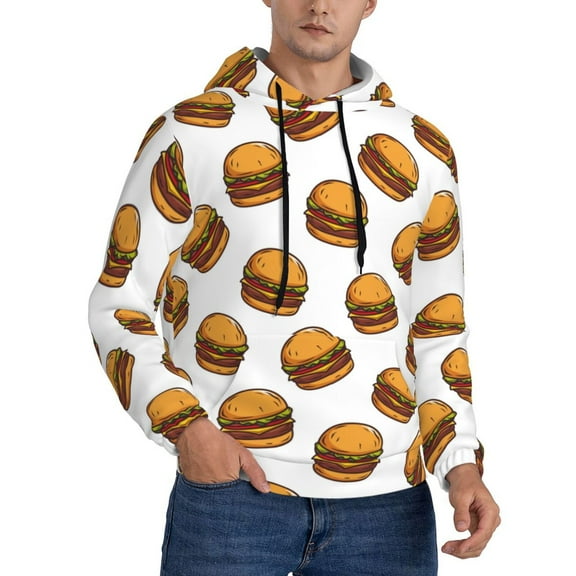 Hoodies for Men - Cute Hamburger Long Sleeve Comfrt Men'S Fashion Hoodies & Sweatshirts, Sweatshirts for Men Hoodies Pullover Clothing Clothes with Pouch