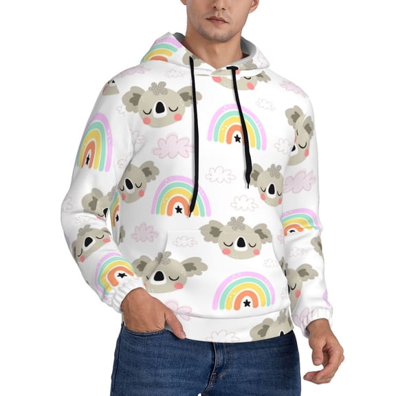 Hoodies for Men - Cute Koala Rainbow Long Sleeve Comfrt Men'S Fashion Hoodies & Sweatshirts, Sweatshirts for Men Hoodies Pullover Clothing Clothes with Pouch