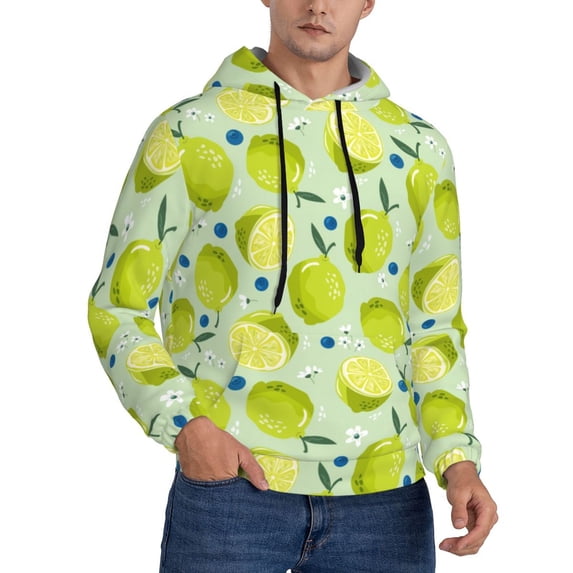 Hoodies for Men - Cute Lemon Flowers Blueberry Long Sleeve Comfrt Men'S Fashion Hoodies & Sweatshirts, Sweatshirts for Men Hoodies Pullover Clothing Clothes with Pouch