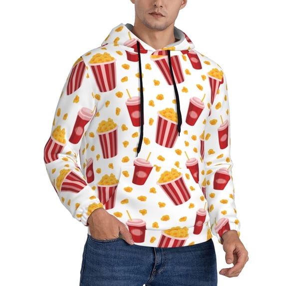 Hoodies for Men - Cute Popcorn Drink Long Sleeve Comfrt Men'S Fashion Hoodies & Sweatshirts, Sweatshirts for Men Hoodies Pullover Clothing Clothes with Pouch