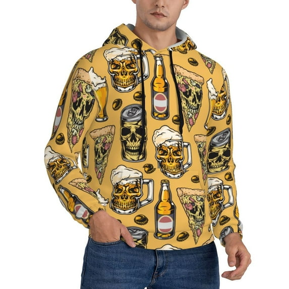 Hoodies for Men - Cute Skull Pizza Long Sleeve Comfrt Men'S Fashion Hoodies & Sweatshirts, Sweatshirts for Men Hoodies Pullover Clothing Clothes with Pouch
