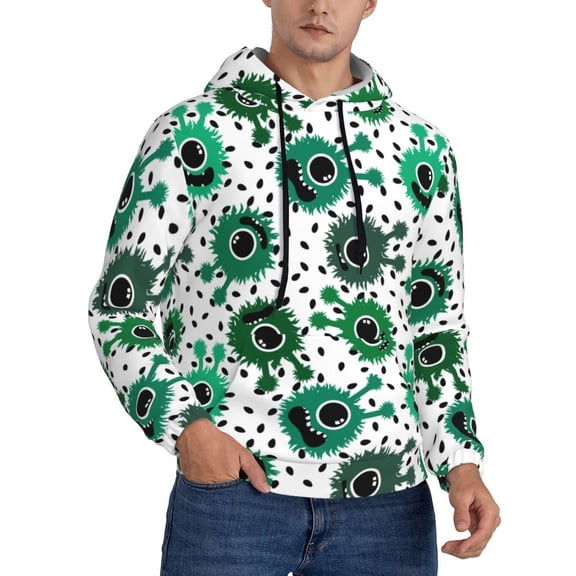 Hoodies for Men - Cute cartoon eyes green Long Sleeve Comfrt Men'S Fashion Hoodies & Sweatshirts, Sweatshirts for Men Hoodies Pullover Clothing Clothes with Pouch