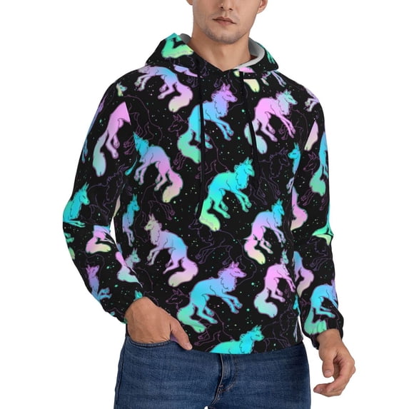 Hoodies for Men - Dazzling Color Fox Long Sleeve Comfrt Men'S Fashion Hoodies & Sweatshirts, Sweatshirts for Men Hoodies Pullover Clothing Clothes with Pouch