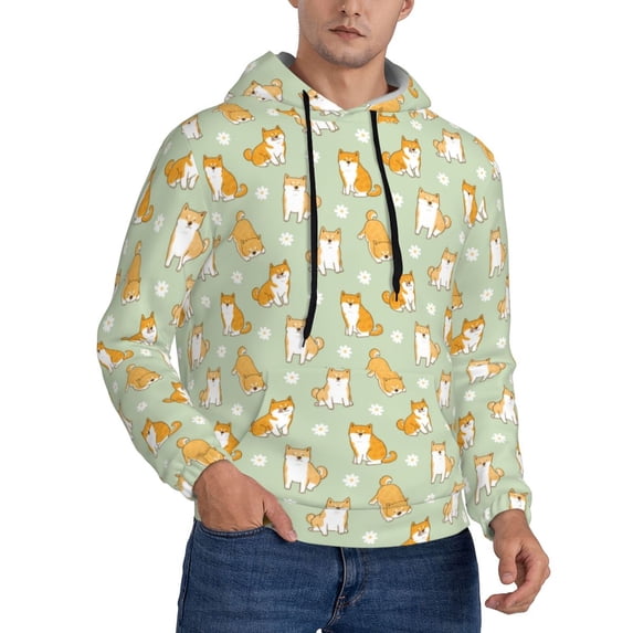 Hoodies for Men - Dog And Flower Long Sleeve Comfrt Men'S Fashion Hoodies & Sweatshirts, Sweatshirts for Men Hoodies Pullover Clothing Clothes with Pouch
