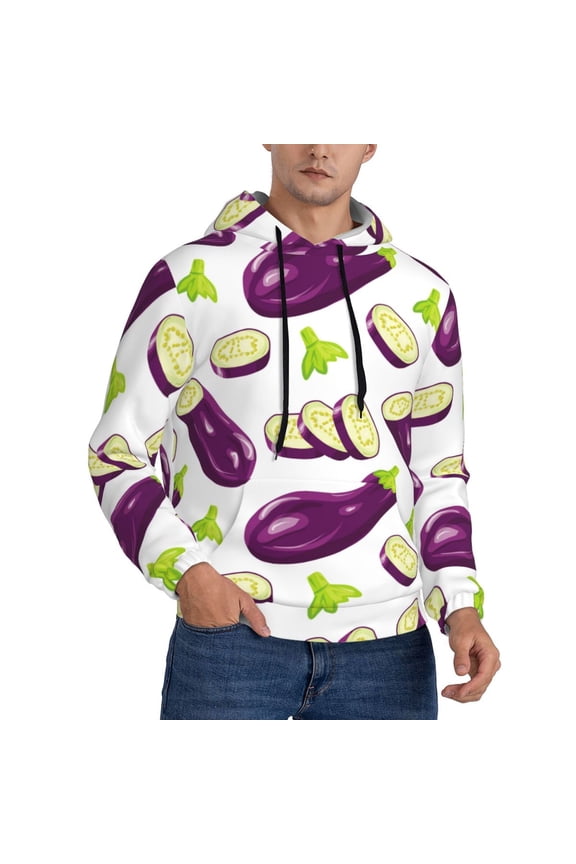 Hoodies for Men - Eggplant slices purple Long Sleeve Comfrt Men'S Fashion Hoodies & Sweatshirts, Sweatshirts for Men Hoodies Pullover Clothing Clothes with Pouch