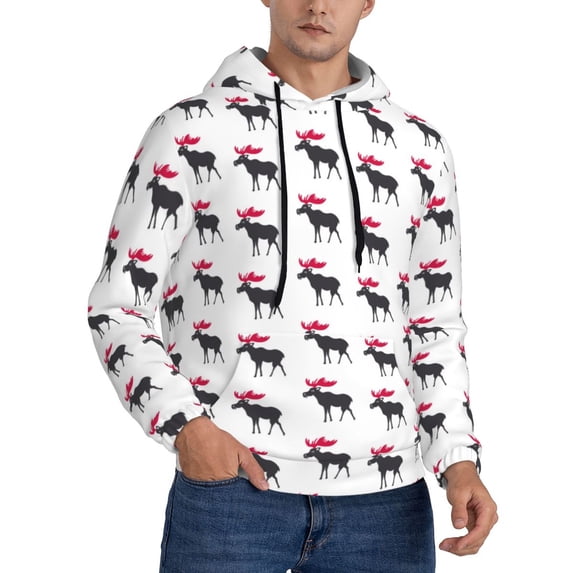 Hoodies for Men - Elk Moose cartoon cute Long Sleeve Comfrt Men'S Fashion Hoodies & Sweatshirts, Sweatshirts for Men Hoodies Pullover Clothing Clothes with Pouch