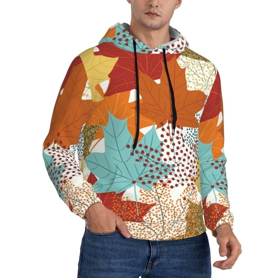 Hoodies for Men - Fall Maple Leaves Long Sleeve Comfrt Men'S Fashion Hoodies & Sweatshirts, Sweatshirts for Men Hoodies Pullover Clothing Clothes with Pouch