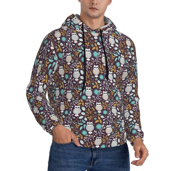 Hoodies for Men - Forest Cute Owl Long Sleeve Comfrt Men'S Fashion Hoodies & Sweatshirts, Sweatshirts for Men Hoodies Pullover Clothing Clothes with Pouch