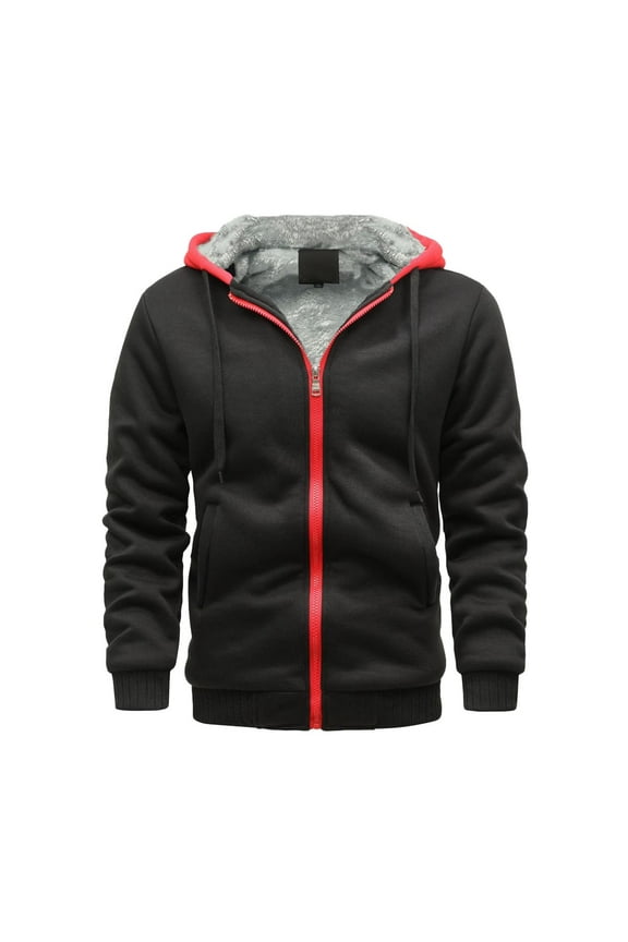 Hoodies Men Full Zip Fleece Hoodys Top Thickened Fleece Hooded Sweatshirt Windproof Gym Training Tops Casual Fall Lounge Wear Fleece-Lined Combat Jacket Tactical Hoody Coat