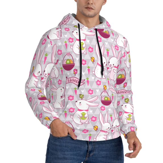 Hoodies for Men - Funny Cute Rabbit Radish Flower Long Sleeve Comfrt Men'S Fashion Hoodies & Sweatshirts, Sweatshirts for Men Hoodies Pullover Clothing Clothes with Pouch