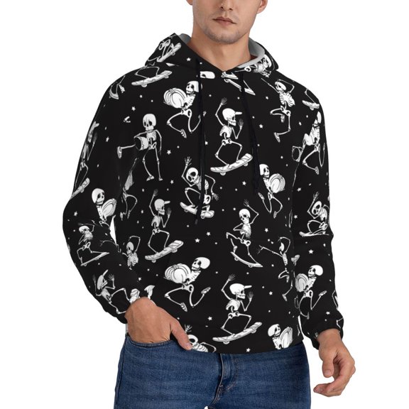 Hoodies for Men - Funny Skateboard Skull_A Long Sleeve Comfrt Men'S Fashion Hoodies & Sweatshirts, Sweatshirts for Men Hoodies Pullover Clothing Clothes with Pouch