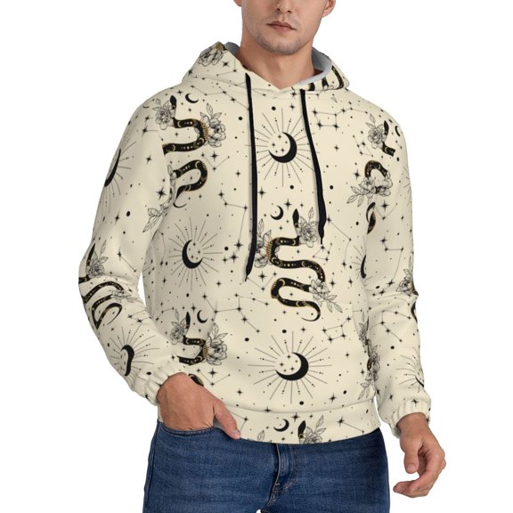 Hoodies for Men - Gothic Funny Black Snake Moon Long Sleeve Comfrt Men'S Fashion Hoodies & Sweatshirts, Sweatshirts for Men Hoodies Pullover Clothing Clothes with Pouch