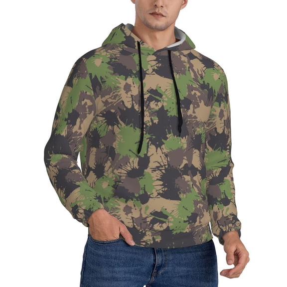 Hoodies for Men - Green Gray Camouflage Long Sleeve Comfrt Men'S Fashion Hoodies & Sweatshirts, Sweatshirts for Men Hoodies Pullover Clothing Clothes with Pouch