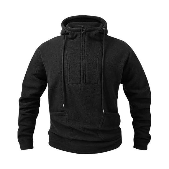 Hoodies for Men Half Zip Fleece Hoodie Tactical Hooded Sweatshirt Cargo Vintage Pullover Casual Plain Drawstring Hoody Top Long Sleeve Warm Sweatshirt Workout Gym Sports Sportwear Pockets