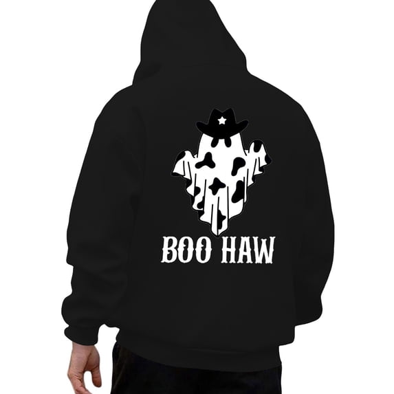 Hoodies for Men Halloween Cartoon Ghost Print Casual Pullover Warm Comfortable Hooded Sweatshirt Fall Winter Streetwear Loose Mens Sweatshirts Black M