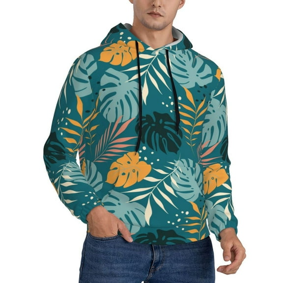 Hoodies for Men - Hawaiian Style Cyan Blue Long Sleeve Comfrt Men'S Fashion Hoodies & Sweatshirts, Sweatshirts for Men Hoodies Pullover Clothing Clothes with Pouch
