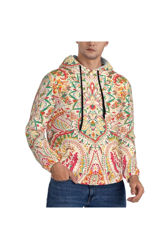 Hoodies for Men - Indian Paisley 1 Long Sleeve Comfrt Men'S Fashion Hoodies & Sweatshirts, Sweatshirts for Men Hoodies Pullover Clothing Clothes with Pouch