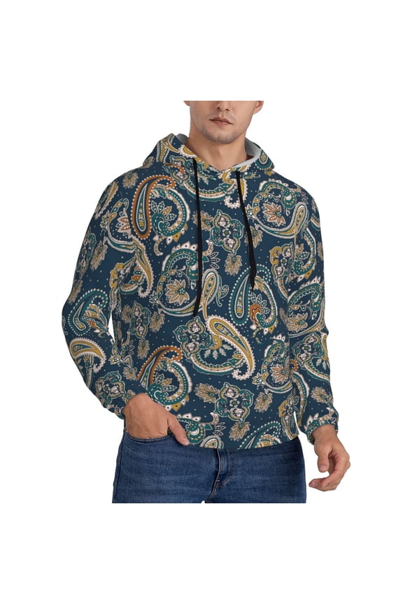 Hoodies for Men - Indian Paisley K Long Sleeve Comfrt Men'S Fashion Hoodies & Sweatshirts, Sweatshirts for Men Hoodies Pullover Clothing Clothes with Pouch
