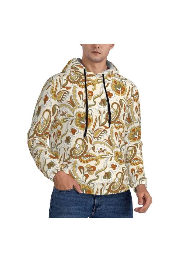 Hoodies for Men - Indian Paisley Long Sleeve Comfrt Men'S Fashion Hoodies & Sweatshirts, Sweatshirts for Men Hoodies Pullover Clothing Clothes with Pouch