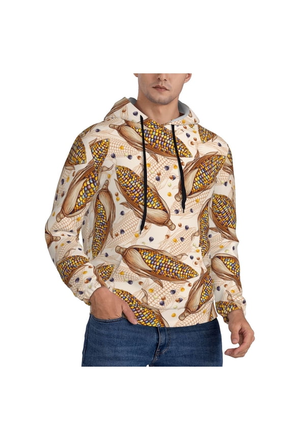 Hoodies for Men - Indian corn print cute Long Sleeve Comfrt Men'S Fashion Hoodies & Sweatshirts, Sweatshirts for Men Hoodies Pullover Clothing Clothes with Pouch