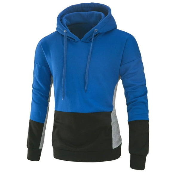 Hoodies,Men Long Sleeved Hooded Casual Shirt Comfortable Pullover Top for Autumn Winter Wear,Hoodie,06 Blue,2XL