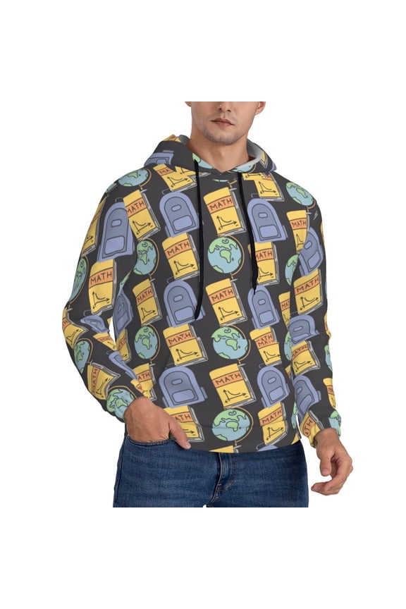 Hoodies for Men - Math book globe Print Long Sleeve Comfrt Men'S Fashion Hoodies & Sweatshirts, Sweatshirts for Men Hoodies Pullover Clothing Clothes with Pouch