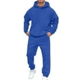 thumbnail image 1 of Hoodies for Men, Men's Hoodie And Jogger Set Two Piece Tracksuit With Brushed Interior Comfortable Athletic Loungewear Outfit With Front Pockets And Ribbeds For Casual Wear(Blue,3XL), 1 of 4