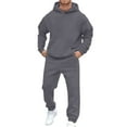 thumbnail image 1 of Hoodies for Men, Men's Hoodie And Jogger Set Two Piece Tracksuit With Brushed Interior Comfortable Athletic Loungewear Outfit With Front Pockets And Ribbeds For Casual Wear(Dark Gray,M), 1 of 4