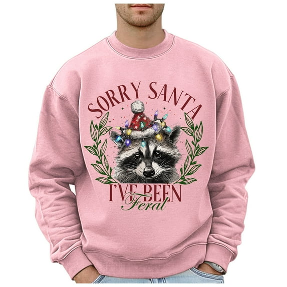 Hoodies for Men Mens Christmas Feral Leopard Plus Size Hoodless Pullovers Fashion Sweatshirts Holiday Logo Print Clothing Tops Hop Oversized Sweatshirts Mens Zip Front Hoodie 5x Sweatshirt f Pink XXL