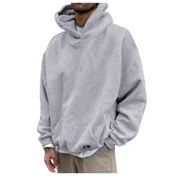 Hoodies Men Mens Solid Hoodies Pullover Fall Winter Casual Loose Sweatshirt Top Mens Sweatshirt Grey XXXL