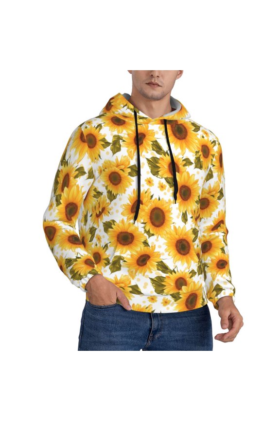 Hoodies for Men - Modern Elegant Sunflower Long Sleeve Comfrt Men'S Fashion Hoodies & Sweatshirts, Sweatshirts for Men Hoodies Pullover Clothing Clothes with Pouch