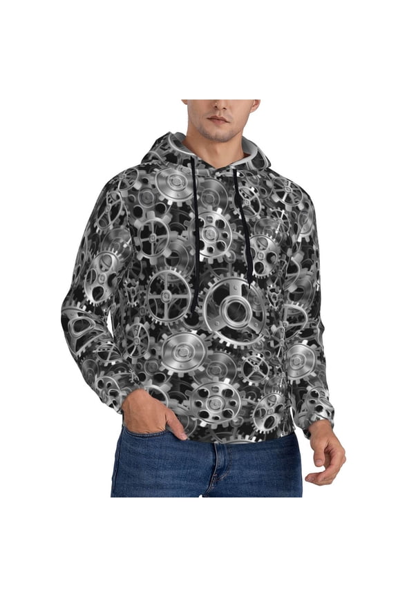 Hoodies for Men - Modern gear Pattern Long Sleeve Comfrt Men'S Fashion Hoodies & Sweatshirts, Sweatshirts for Men Hoodies Pullover Clothing Clothes with Pouch