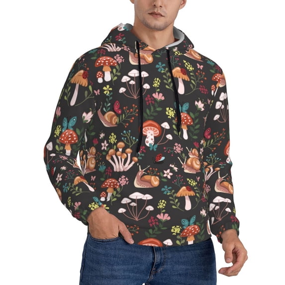 Hoodies for Men - Mushroom With Snails Long Sleeve Comfrt Men'S Fashion Hoodies & Sweatshirts, Sweatshirts for Men Hoodies Pullover Clothing Clothes with Pouch
