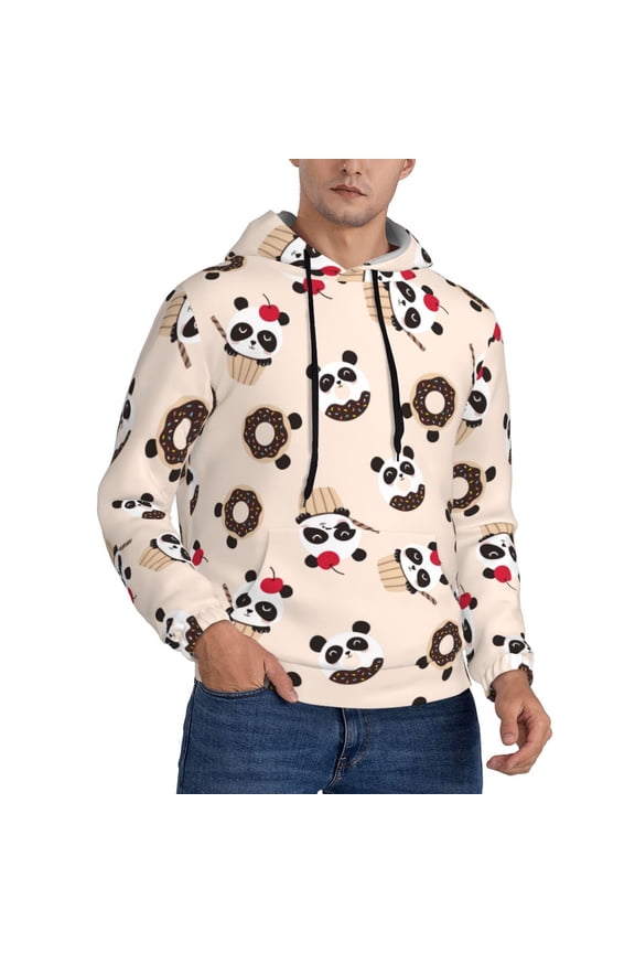 Hoodies for Men - Panda Ice Creams Donuts Long Sleeve Comfrt Men'S Fashion Hoodies & Sweatshirts, Sweatshirts for Men Hoodies Pullover Clothing Clothes with Pouch