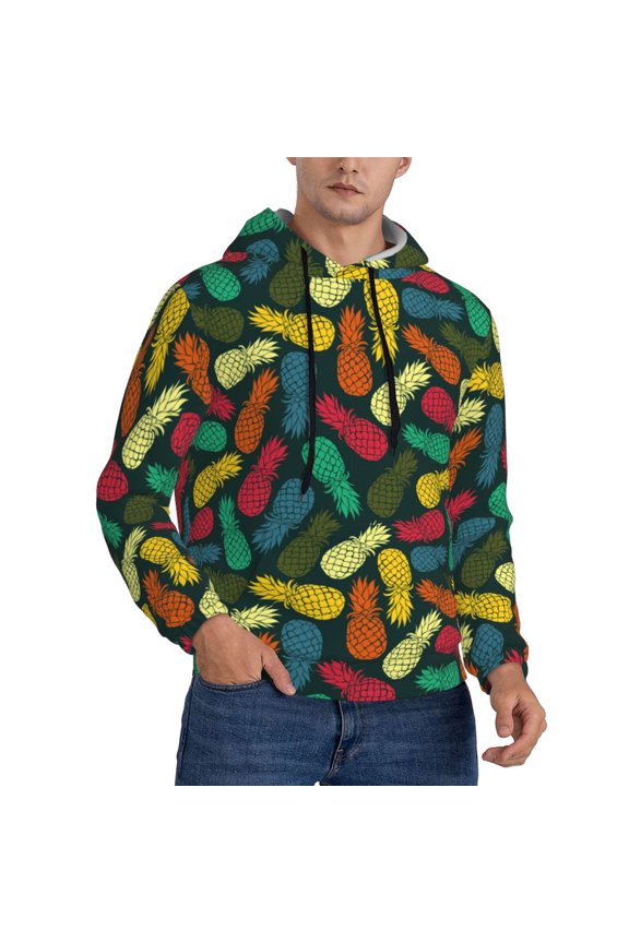 Hoodies for Men - Pineapple Fruit Colorful Long Sleeve Comfrt Men'S Fashion Hoodies & Sweatshirts, Sweatshirts for Men Hoodies Pullover Clothing Clothes with Pouch