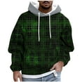 thumbnail image 1 of Hoodies for Men Plaid Sweatshirt Men's Fleece Solid Pullover Sweater Leaisure Utility Training Plush Thermal Hoody Coat Round Collar Work Hooded Top Casual Streetwear, 1 of 5