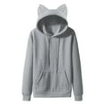 thumbnail image 1 of Hoodies for Men Plain Fleece Lined Sweatshirts with Cat Ears Mens Hooded Jackets Fall/Winter Solid Color Sweatshirts Long Sleeve Tops Casual Sweater Sportswear Lightweight Pullover, 1 of 3