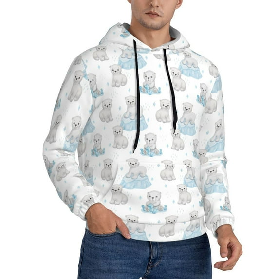 Hoodies for Men - Playful Polar Bear Pals Long Sleeve Comfrt Men'S Fashion Hoodies & Sweatshirts, Sweatshirts for Men Hoodies Pullover Clothing Clothes with Pouch