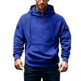 thumbnail image 1 of Hoodies for Men Quarter Zip Pullover Top Vintage Personalized Tactical Jackets Long Sleeve Casual Hooded Sweatshirts Solid Color Outdoor Sports Workout Outwear with Pockets, 1 of 7