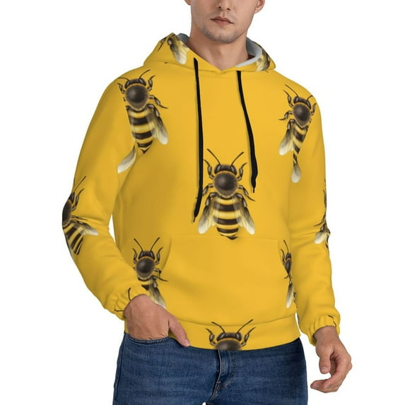 Hoodies for Men - Realistic Bee cute cool yellow Long Sleeve Comfrt Men'S Fashion Hoodies & Sweatshirts, Sweatshirts for Men Hoodies Pullover Clothing Clothes with Pouch