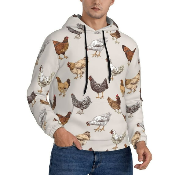 Hoodies for Men - Rustic Cute Chicken Long Sleeve Comfrt Men'S Fashion Hoodies & Sweatshirts, Sweatshirts for Men Hoodies Pullover Clothing Clothes with Pouch