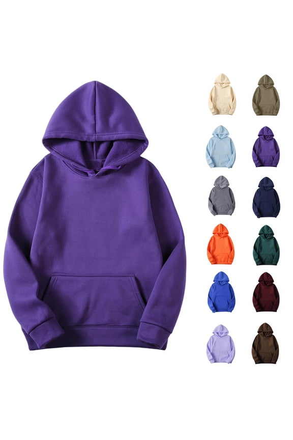 Hoodies for Men Sawvnm Women's Casual Fashionable Long Sleeved Hooded Pocket Top Long Sleeve Hooded Pullover Sweatshirts Blouse for Daily Wear Purple 2XL