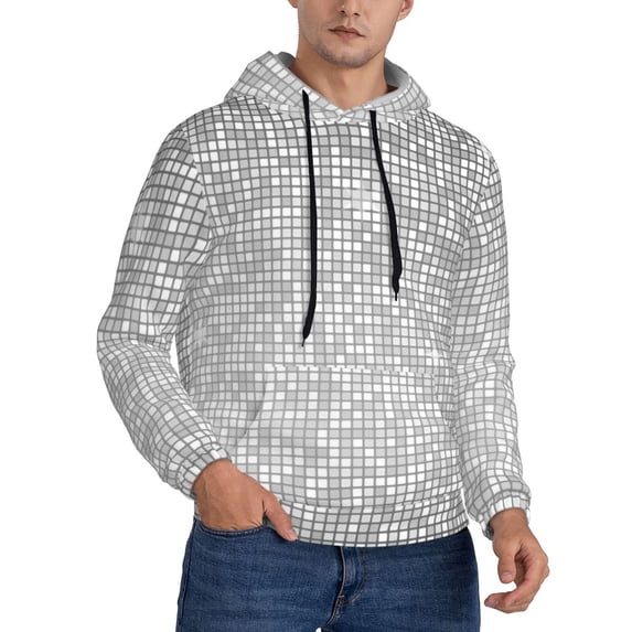 Hoodies for Men - Silver Mosaic Long Sleeve Comfrt Men'S Fashion Hoodies & Sweatshirts, Sweatshirts for Men Hoodies Pullover Clothing Clothes with Pouch