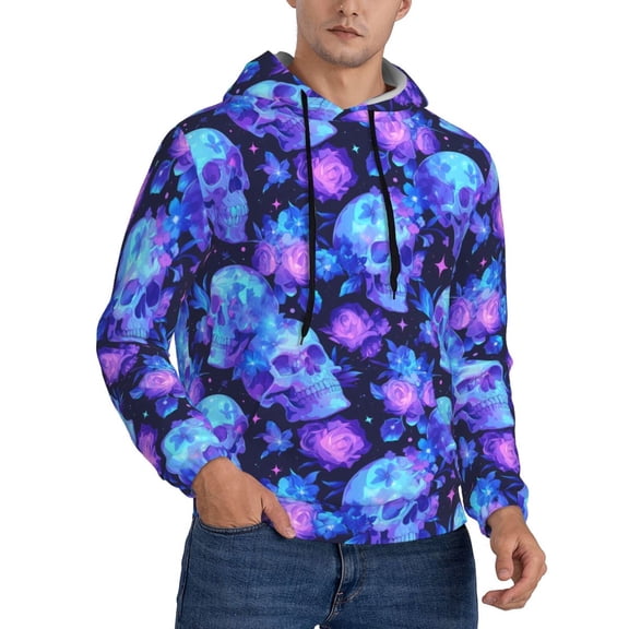 Hoodies for Men - Skull flower star sky Long Sleeve Comfrt Men'S Fashion Hoodies & Sweatshirts, Sweatshirts for Men Hoodies Pullover Clothing Clothes with Pouch