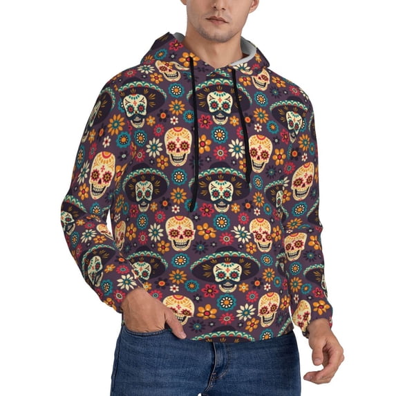 Hoodies for Men - Skulls and Flowers Long Sleeve Comfrt Men'S Fashion Hoodies & Sweatshirts, Sweatshirts for Men Hoodies Pullover Clothing Clothes with Pouch