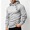 thumbnail image 1 of Hoodies for Men Solid Color Long Sleeve Slim Fit Pullover Sweatshirt Casual Fashion Button Zipper Open Close Gym Sports Sweatshirt Warm Fall Winter Top, 1 of 6