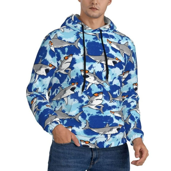 Hoodies for Men - Spectacled Great White Shark Long Sleeve Comfrt Men'S Fashion Hoodies & Sweatshirts, Sweatshirts for Men Hoodies Pullover Clothing Clothes with Pouch